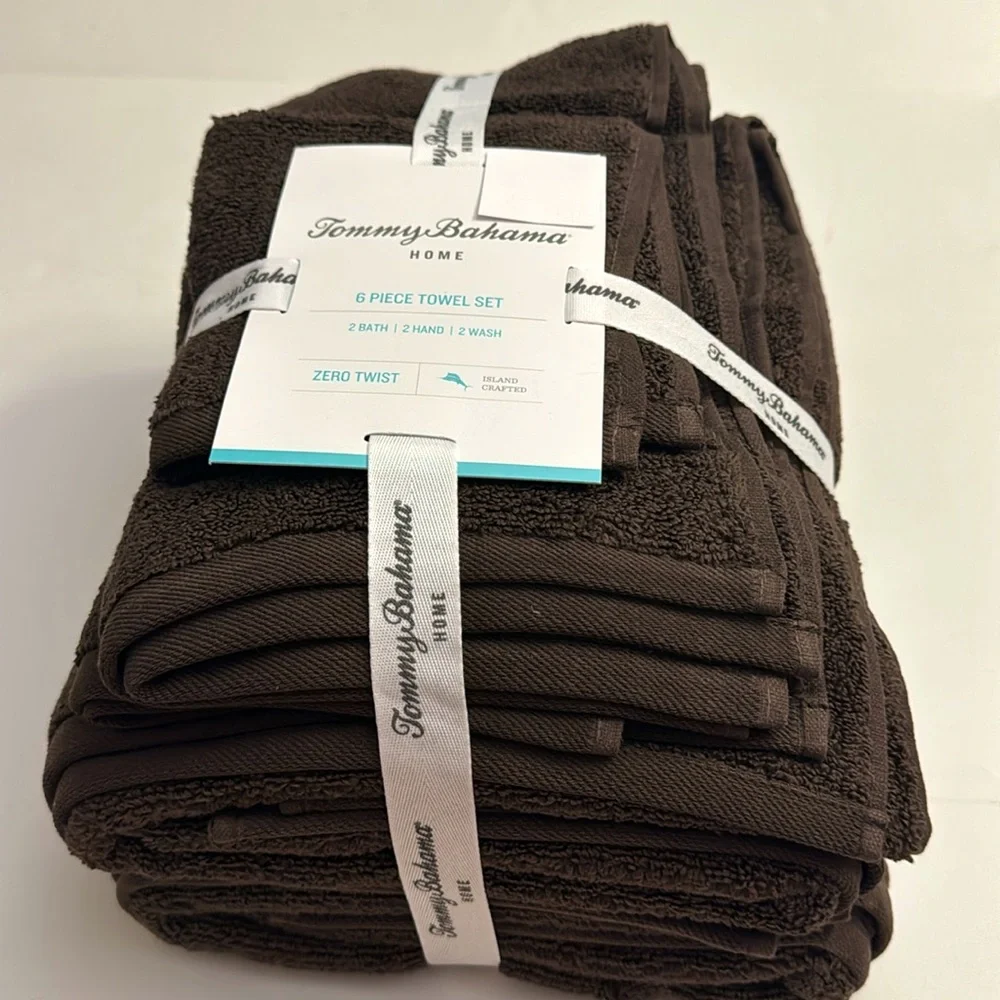 6pc TOMMY BAHAMA HOME Bath Towel Set - Boardwalk ESP Towel - Espresso